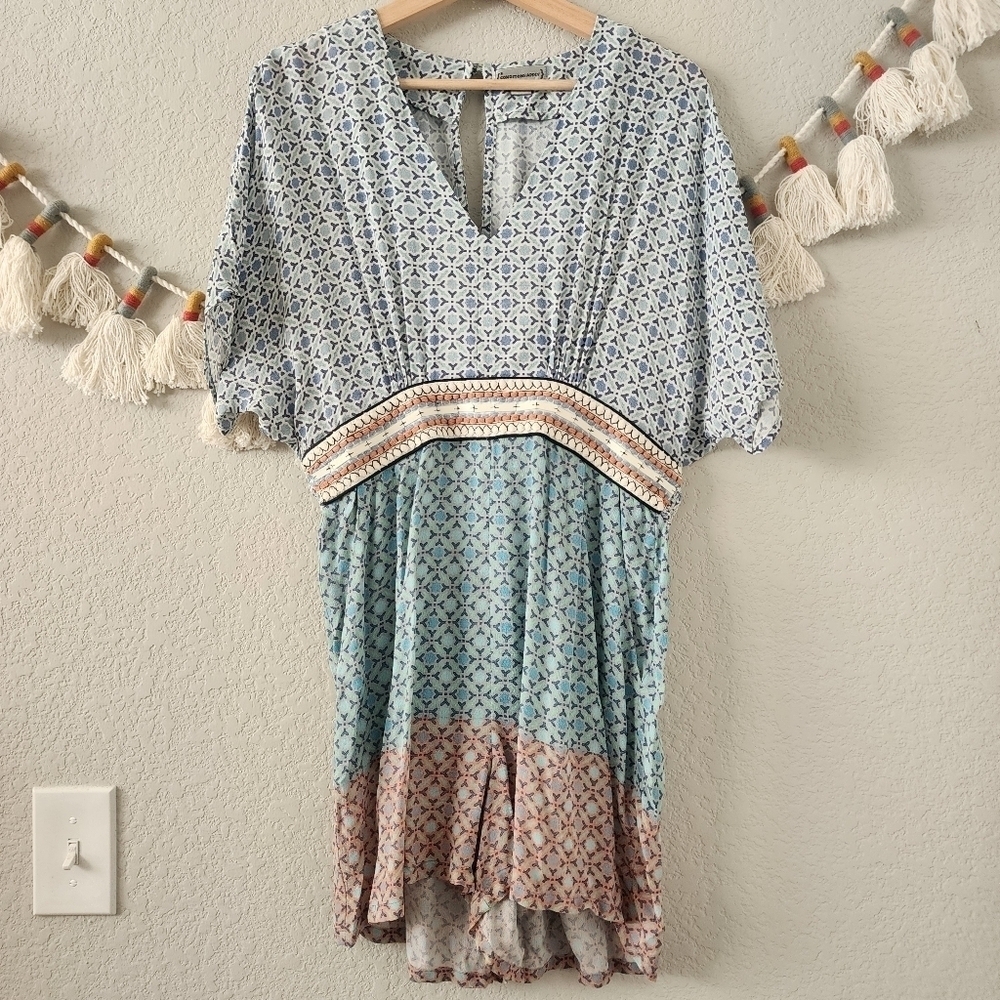 Anthropologie Conditions Apply Priscilla Geometric Embroidered Romper Boho M